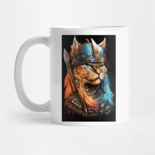 Viking Cat Portrait Painting Mug